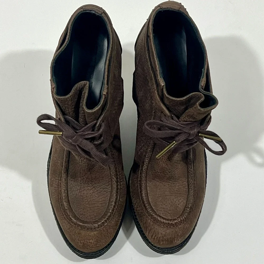 Burberry Prorsum Brown Leather Platform Wedge Booties Women's Size EU 37.5 US 7 - Picture 4 of 14